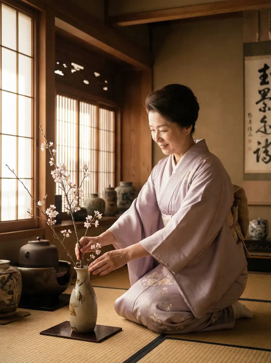一位优雅的 日本高清电影免费软件怎么用 在和室中插花